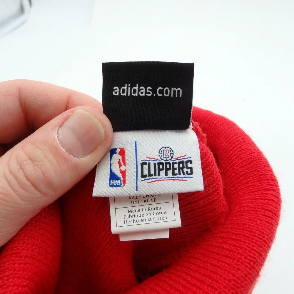 Los Angeles Clippers Beanie Cap Hat Mens Red Adidas Logo NBA NEW NWT